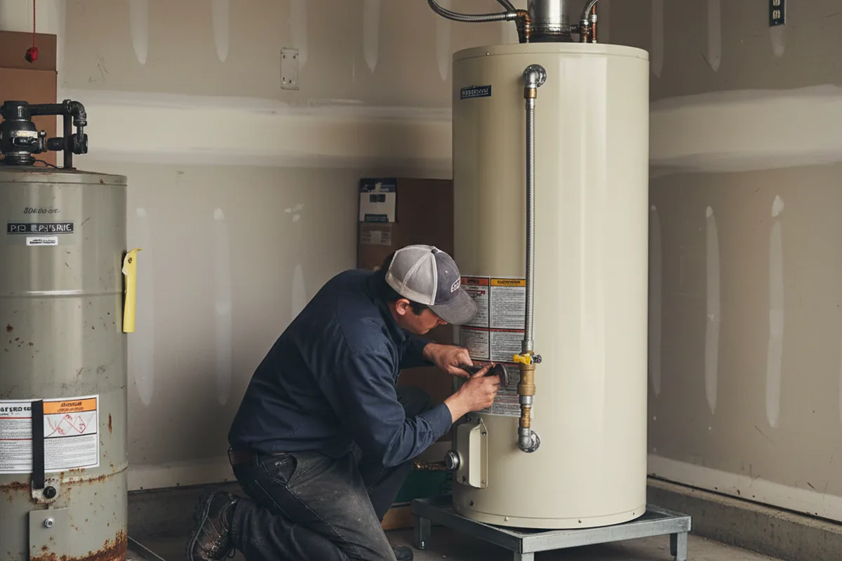 Water heater and shutoff valve replacement in North Pitcher