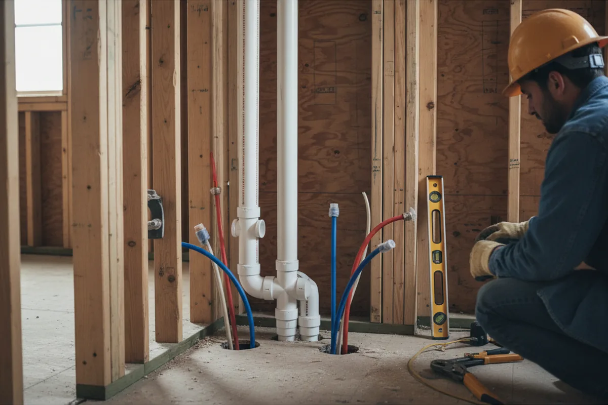 Drain and supply rough-in during Leak Detection in North Pitcher